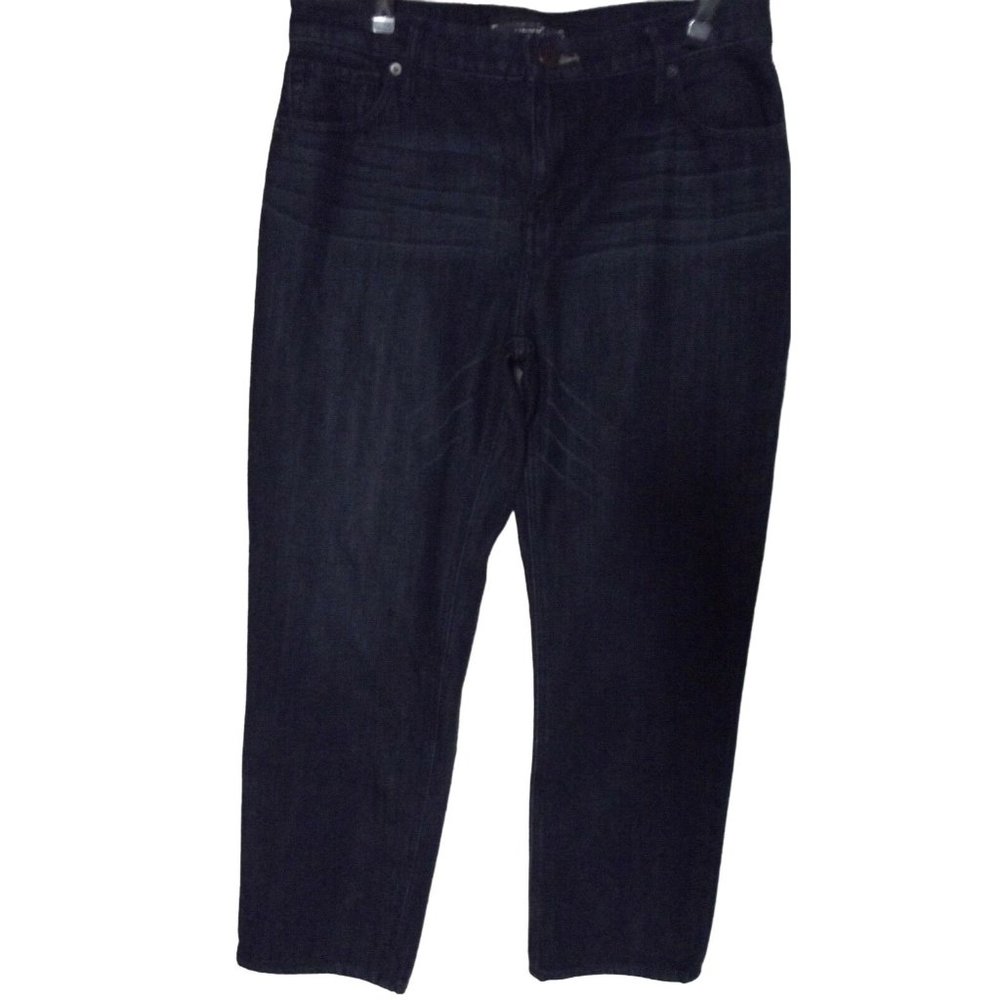 Express Size 0 High Rise Crop Jeans cropped whiskered dark blue xs